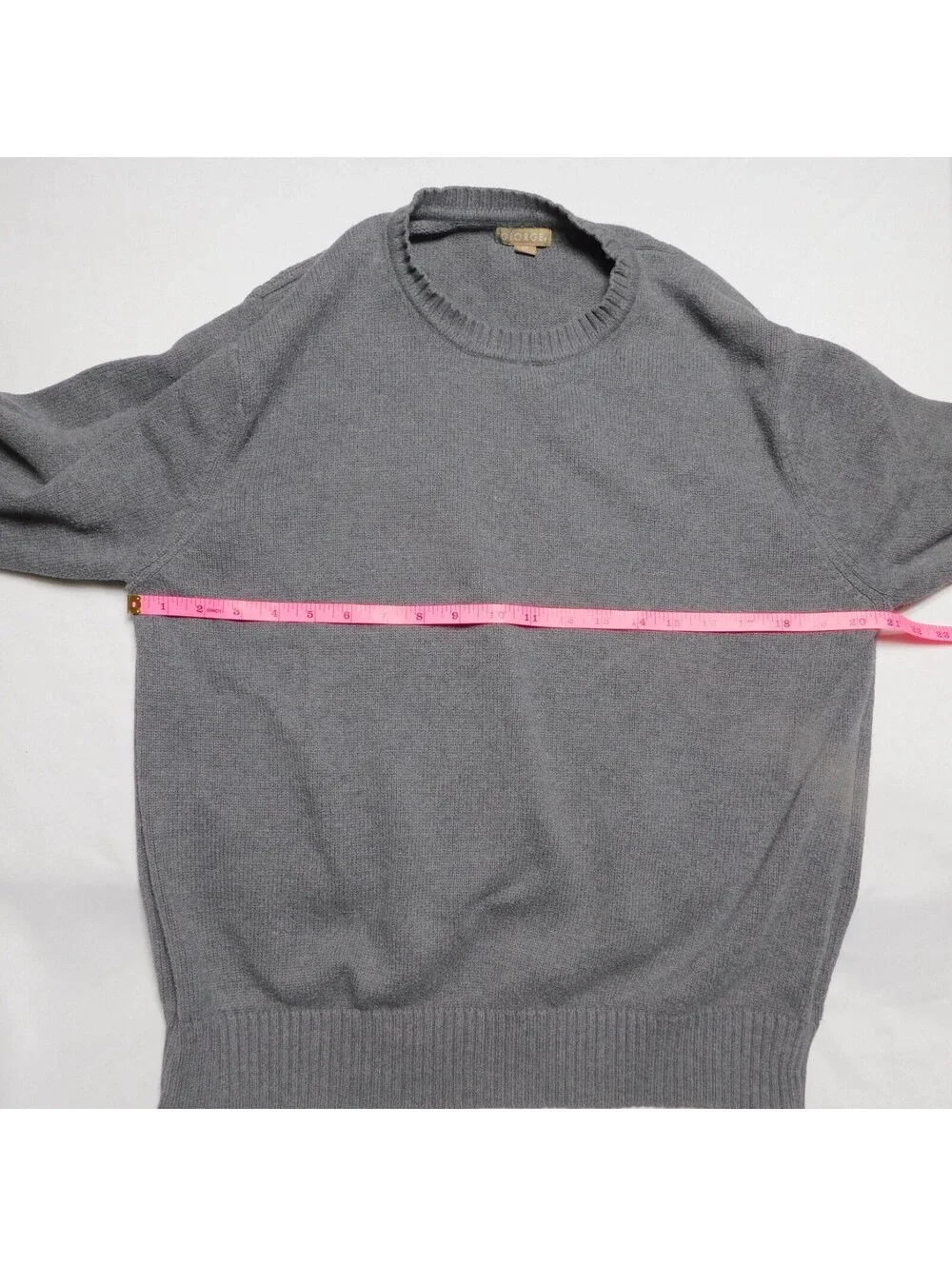George Men's Gray Crew Neck Sweater Size Large Classic Knit Pullover